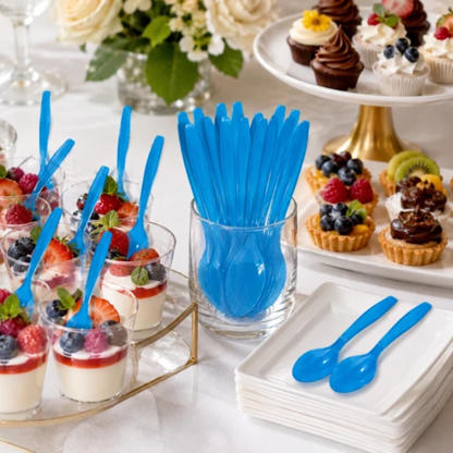 Premium Plastic Light Blue Spoons - 20CT