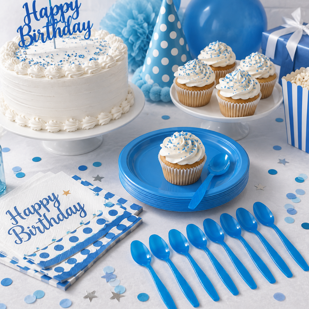 Premium Plastic Light Blue Spoons - 20CT