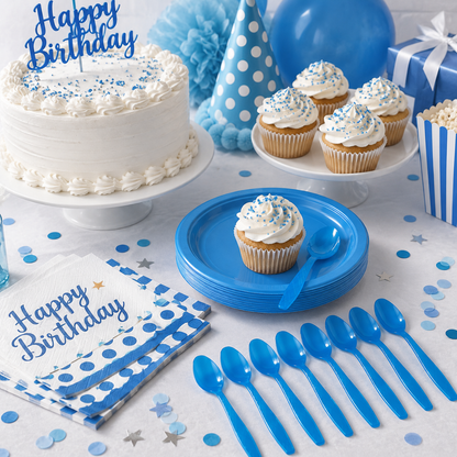 Premium Plastic Light Blue Spoons - 20CT