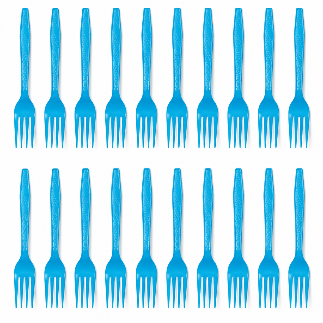 Light Blue Forks - 20PC | Pastel Blue Party Forks for Cake, Dessert or Snacks | Sturdy Picnic Forks