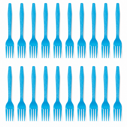 Light Blue Forks - 20PC | Pastel Blue Party Forks for Cake, Dessert or Snacks | Sturdy Picnic Forks