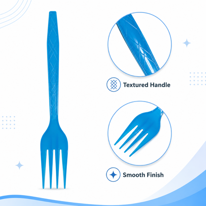 Light Blue Forks - 20PC | Pastel Blue Party Forks for Cake, Dessert or Snacks | Sturdy Picnic Forks