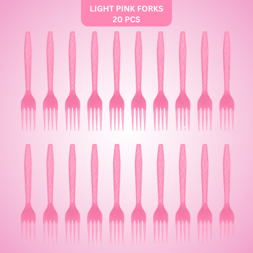 Light Pink Forks - 20PC | Pastel Pink Party Forks for Birthdays, Baby Showers and Picnics