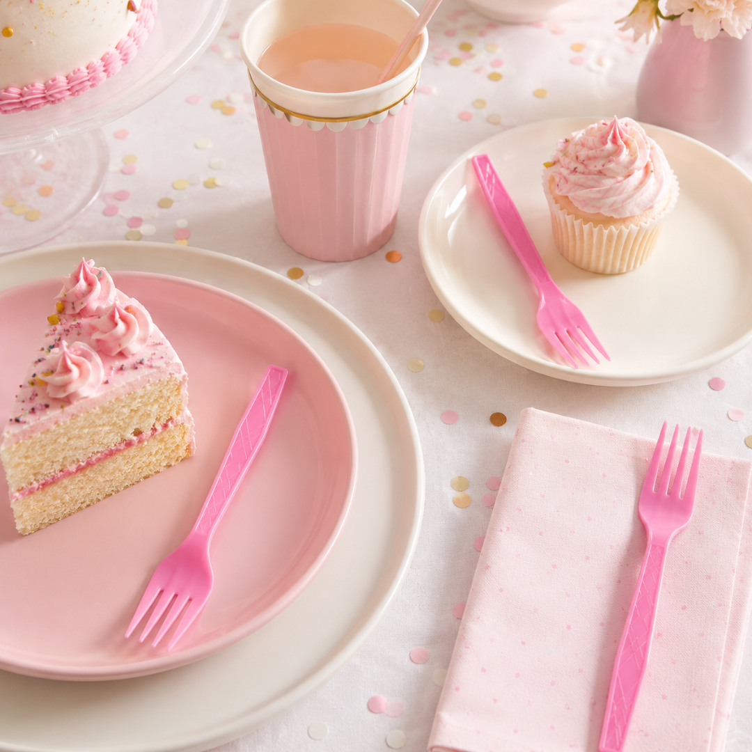 Light Pink Forks - 20PC | Pastel Pink Party Forks for Birthdays, Baby Showers and Picnics