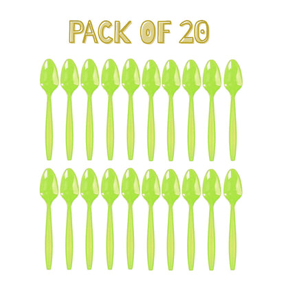 Premium Plastic Lime Green Spoons-20 PC