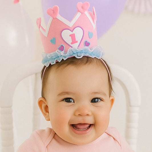 1st Birthday Pink Crown Headband - 1PC