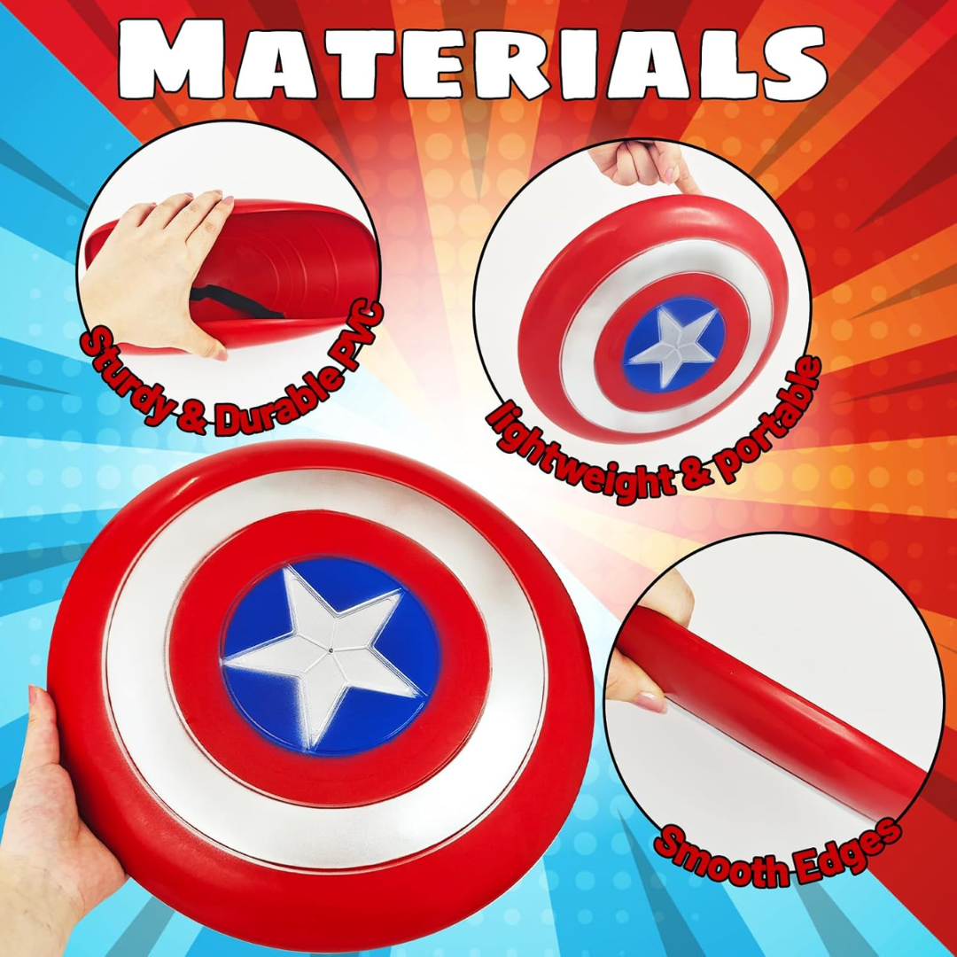 Capt U.S Superhero Circular Shield w/ Body Strap - 16inches - 1PC - Wanna Party - closeup
