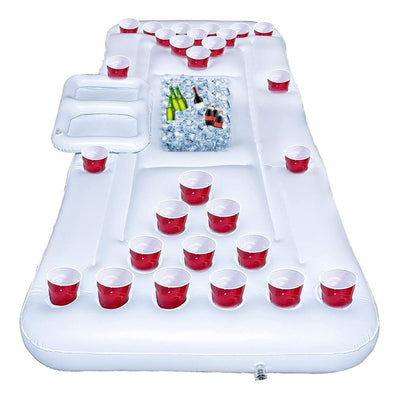 Inflatable Beer Pong Pool Floats White - 6 FT - 1PC - Wanna Party - front view