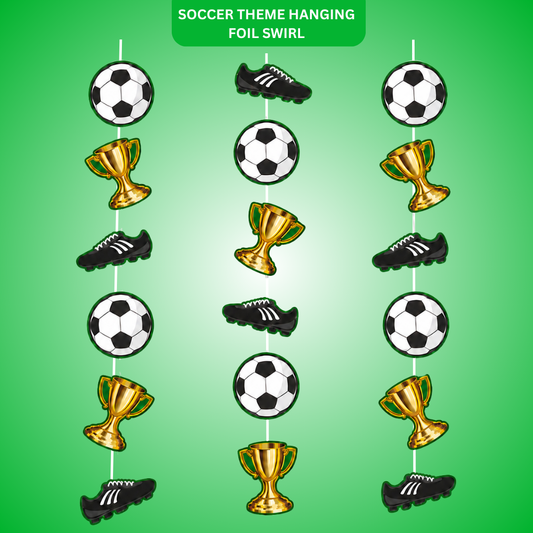 Soccer Theme Hanging Foil Swirl Decoration - 3PC