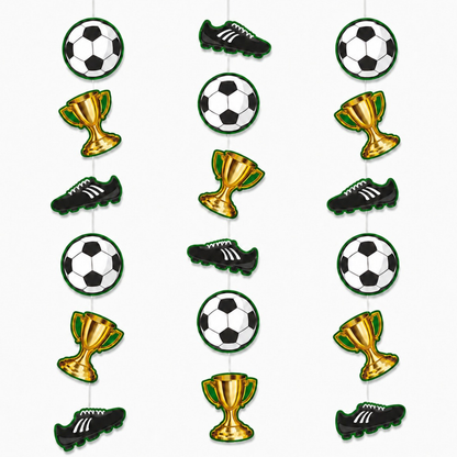 "Soccer Theme Hanging Foil Swirl Decoration 3PC - Football Decor | Wanna Party" - Image 2