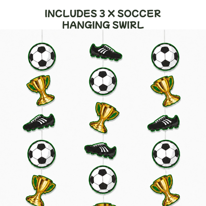 "Soccer Theme Hanging Foil Swirl Decoration 3PC - Football Decor | Wanna Party" - Image 3