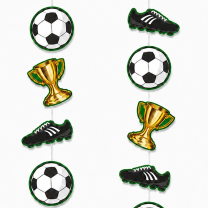 "Soccer Theme Hanging Foil Swirl Decoration 3PC - Football Decor | Wanna Party" - Image 4