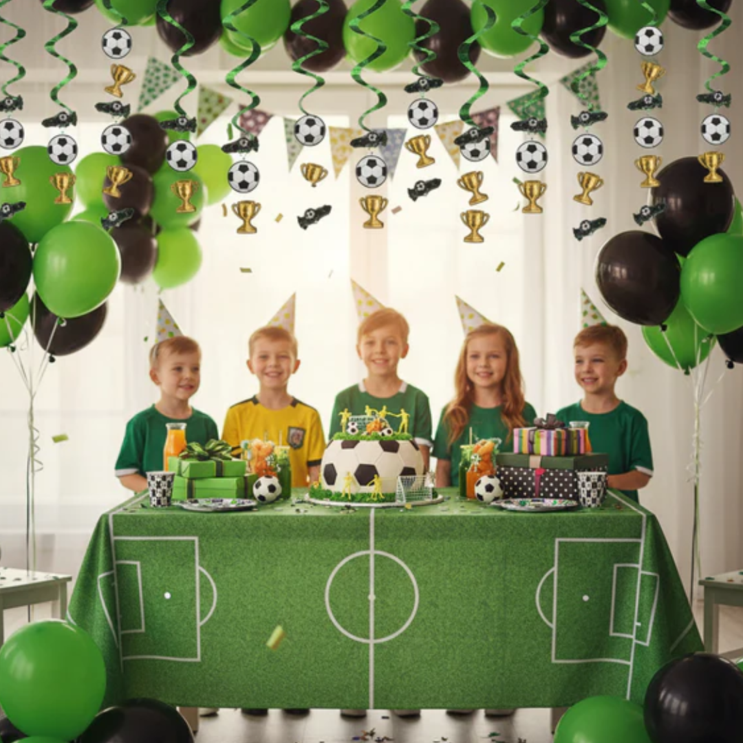"Soccer Theme Hanging Foil Swirl Decoration 3PC - Football Decor | Wanna Party" - Image 5