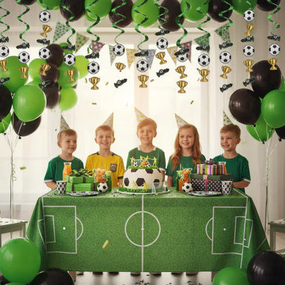 "Soccer Theme Hanging Foil Swirl Decoration 3PC - Football Decor | Wanna Party" - Image 5