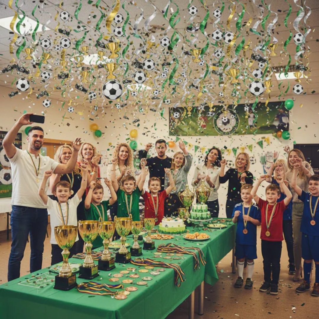 "Soccer Theme Hanging Foil Swirl Decoration 3PC - Football Decor | Wanna Party" - Image 6