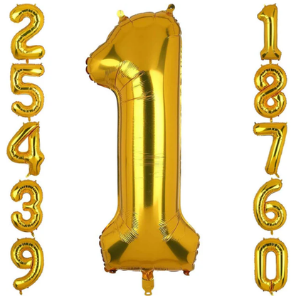 Gold Number 1 Foil Balloon | Birthday Party Number Decoration Balloon | Anniversary Celebration Decor | Golden Numeric Balloon for Event Decoration | 1 Piece