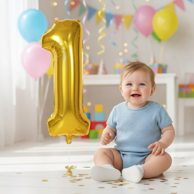 Gold Number 1 Foil Balloon | Birthday Party Number Decoration Balloon | Anniversary Celebration Decor | Golden Numeric Balloon for Event Decoration | 1 Piece