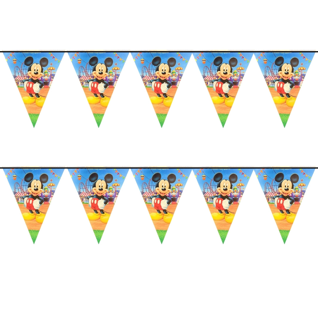 Mickey Mouse Bunting Banner - Over 9 Ft Long Disney Theme Party Decoration - 1 Pc