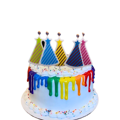 Colorful Birthday Hats Shaped Candle - Set of 5 PC Cake Decoration Supplies for Birthday Events