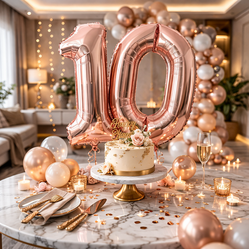 Wanna Party Rose Gold Number 0 Foil Balloon 40 Inch | Birthday Anniversary Number Decoration Balloon | Air Filled Party Decor | Numeric Celebration Balloon | 1 Piece