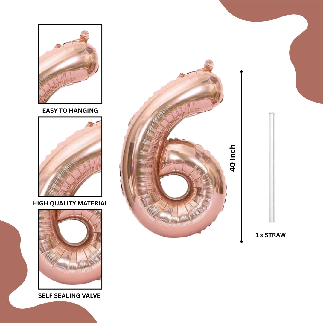 40 Numerical 6 Rose Gold Balloon