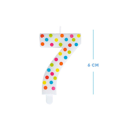 Number 7 Multicolor Polka Dot Candle - 1PC