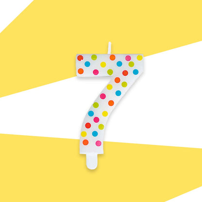 Number 7 Multicolor Polka Dot Candle - 1PC