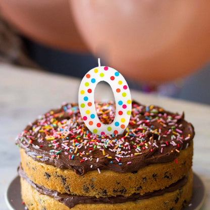 Number 0 Multicolor Polka Dot Candle - 1PC