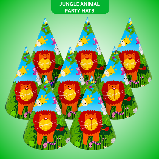 Jungle Animal Party Hats - 8PC