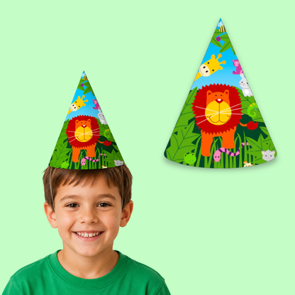 Jungle Animal Party Hats - 8PC