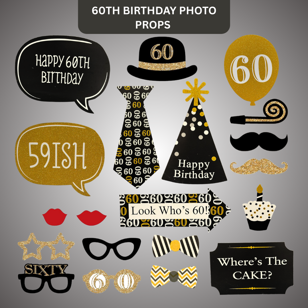 60th Birthday Photo Props - 20PC