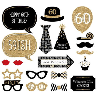 60th Birthday Photo Props - 20PC