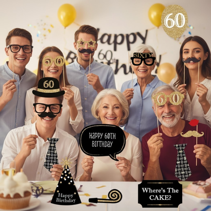 60th Birthday Photo Props - 20PC