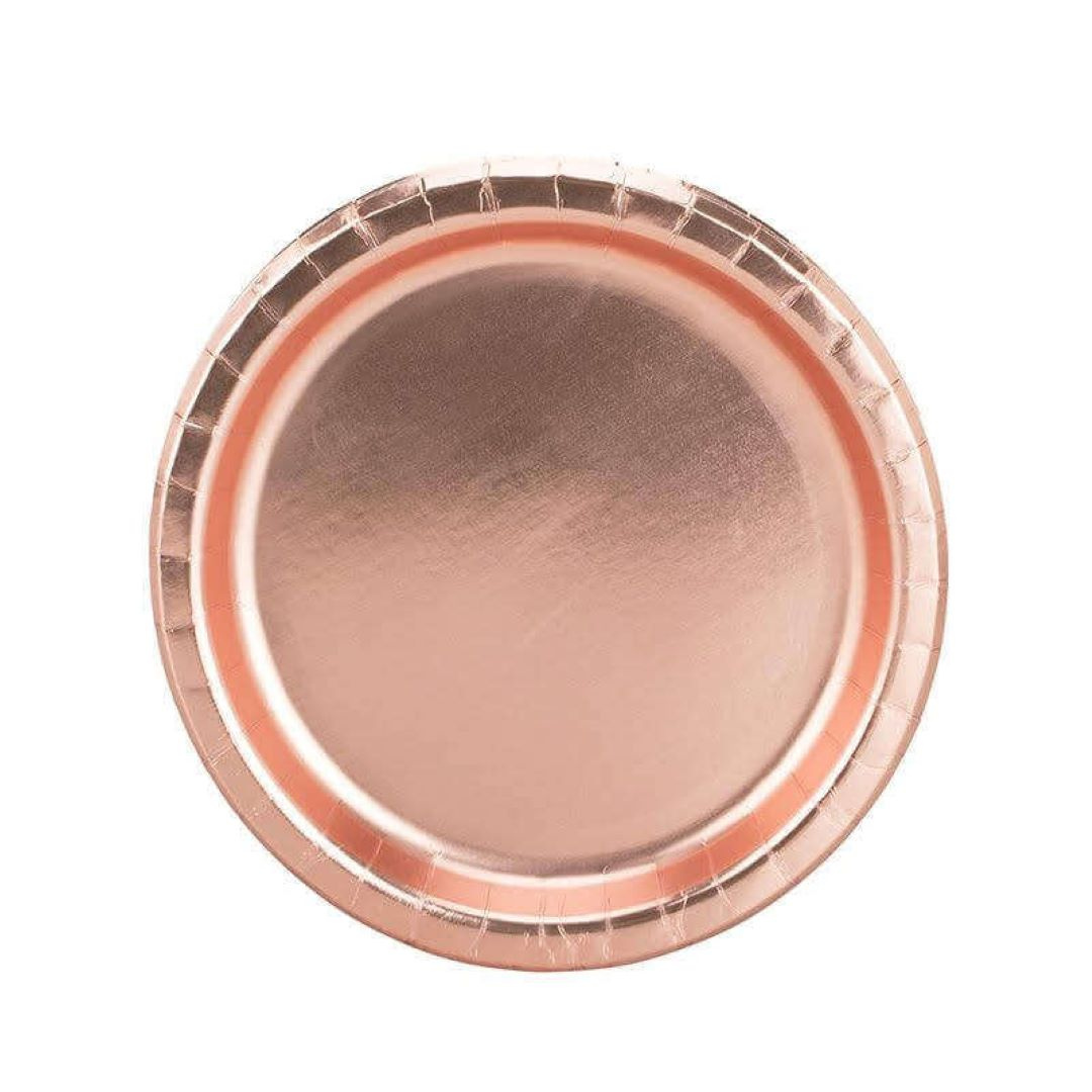 Rose Gold Square Golden Rim Paper Plates - 9 Inches - 10PC