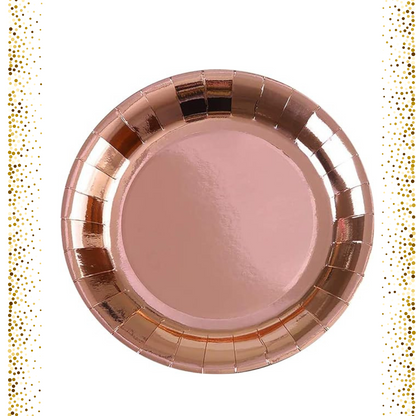 Rose Gold Square Golden Rim Paper Plates - 9 Inches - 10PC
