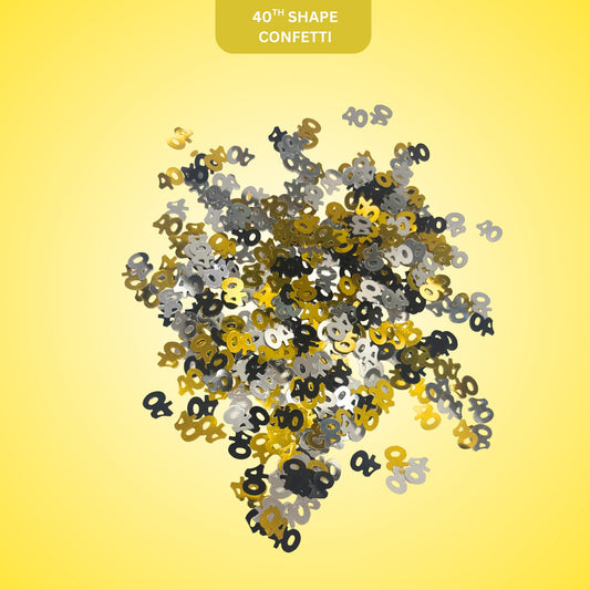 40th Birthday Golden, Black & Silver Confetti