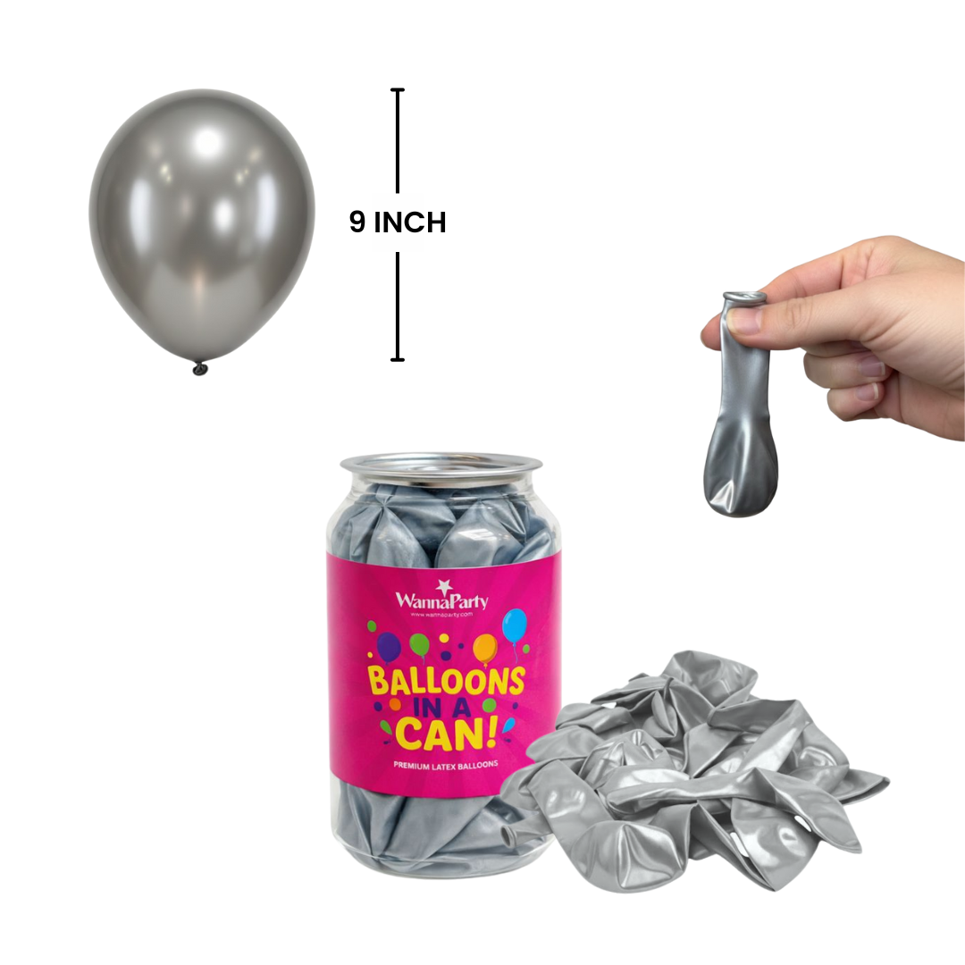 Balloon in a Can Silver Latex Balloons (Pack of 20)