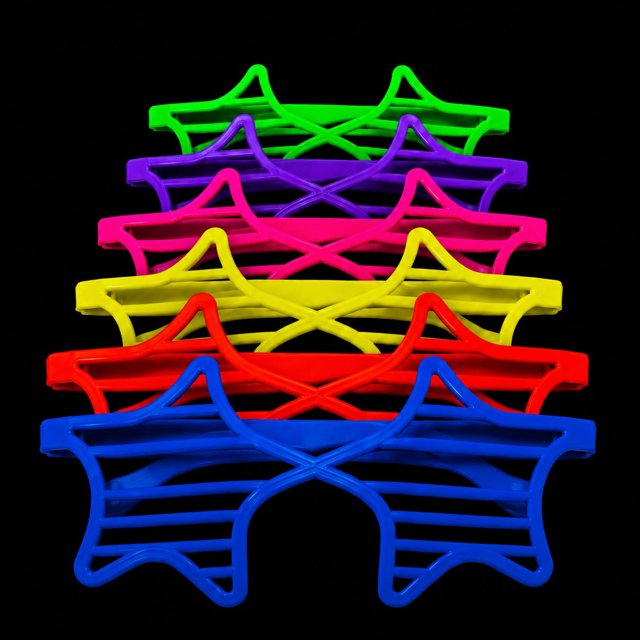 Star Neon Shutter Shades 6PC - Glow Party Glasses | Wanna Party