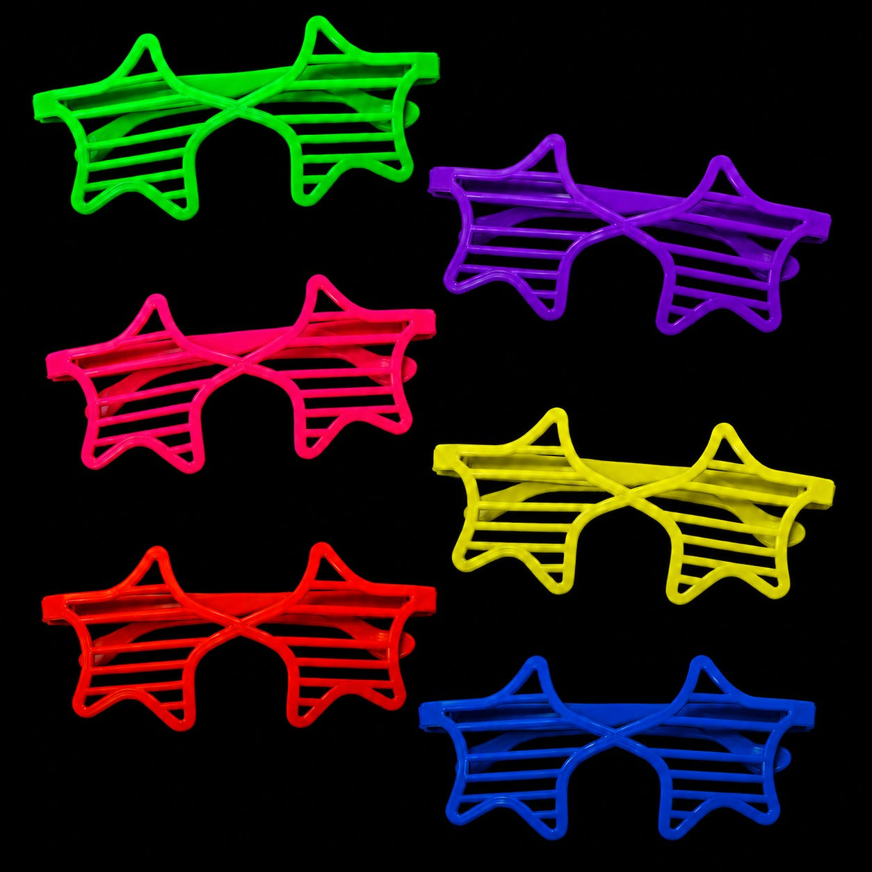 Star Neon Shutter Shades 6PC - Glow Party Glasses | Wanna Party