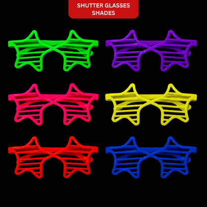 Star Neon Shutter Shades 6PC - Glow Party Glasses | Wanna Party