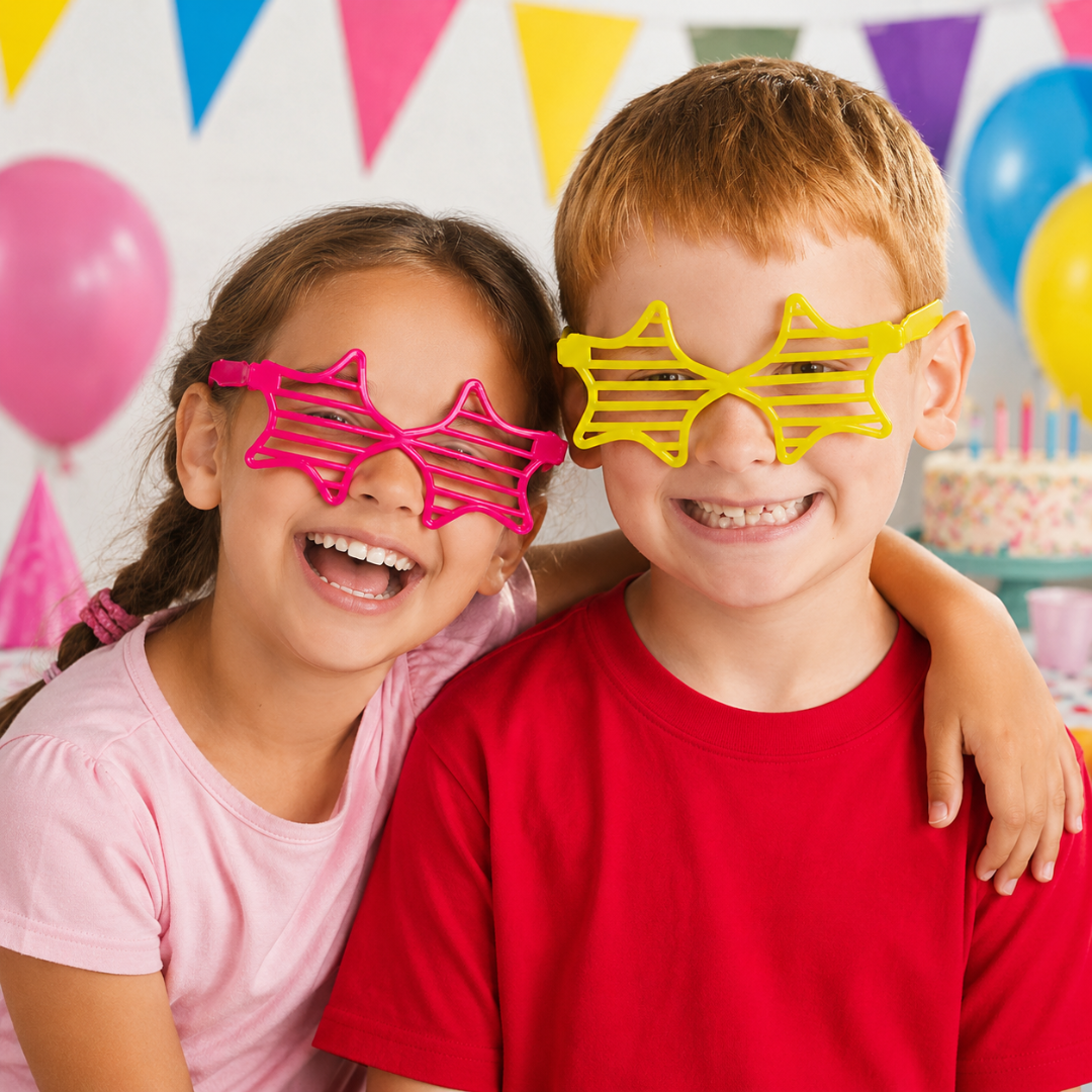 Star Neon Shutter Shades 6PC - Glow Party Glasses | Wanna Party