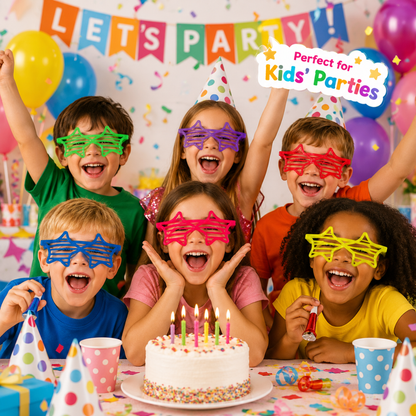 Star Neon Shutter Shades 6PC - Glow Party Glasses | Wanna Party