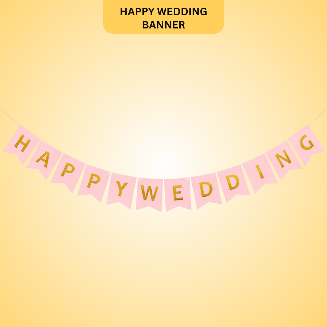 Happy Wedding Banner 9 Feet Bridal Shower Marriage Party Decor