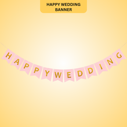 Happy Wedding Banner 9 Feet Bridal Shower Marriage Party Decor