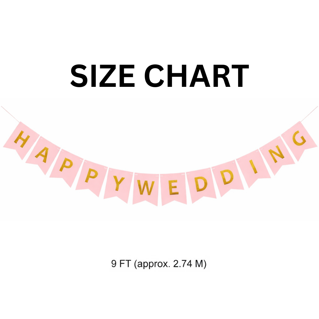 Happy Wedding Banner 9 Feet Bridal Shower Marriage Party Decor
