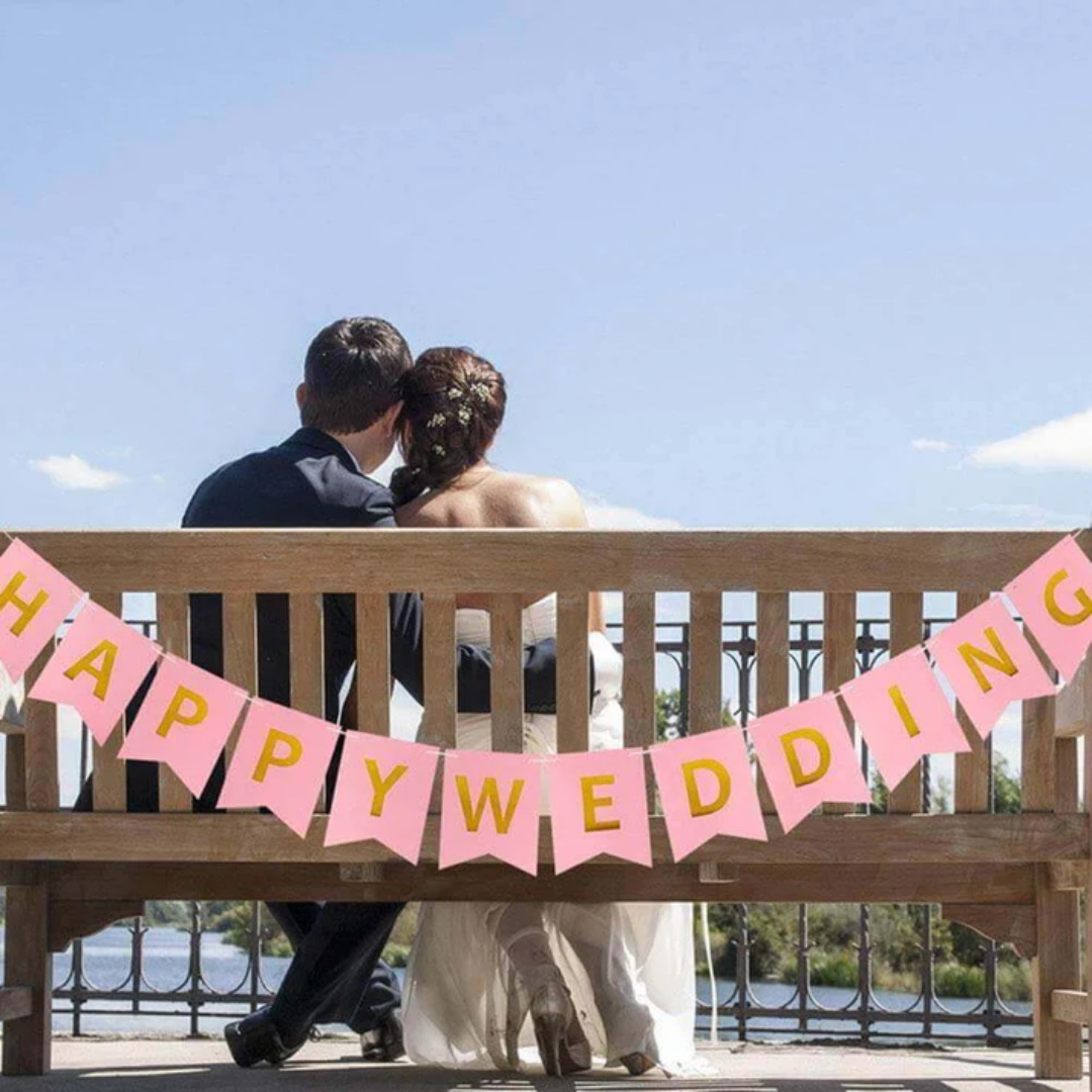 Happy Wedding Banner 9 Feet Bridal Shower Marriage Party Decor