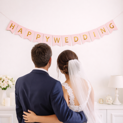 Happy Wedding Banner 9 Feet Bridal Shower Marriage Party Decor