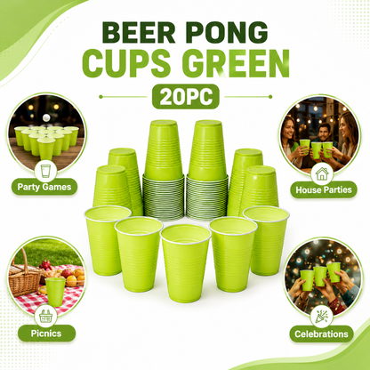 Beer Pong Cups Green - 20PC