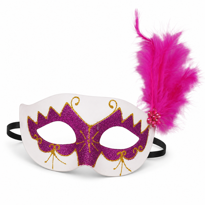 Glittery Eye Mask With Feathers Pink