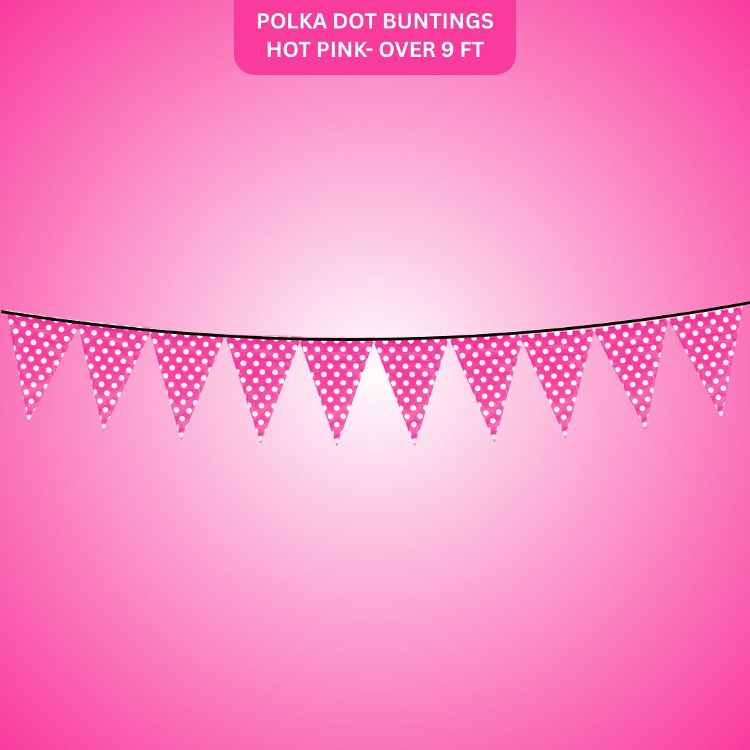 Polka Dot Buntings Hot Pink- Over 9 FT